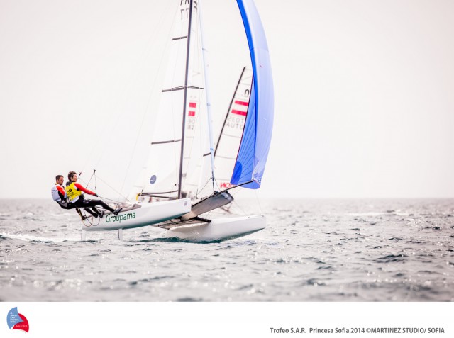 Franck Cammas segelt mit Laserseglerin Sophie de Turckheim immer noch vorneweg. © 2014 Martinez Studio/ 45 TROFEO PRINCESA SOFIA Franck Cammas segelt mit Laserseglerin Sophie de Turckheim immer noch vorneweg. © 2014 Martinez Studio/ 45 TROFEO PRINCESA SOFIA