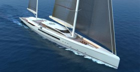 Die 80m-Variante wäre konventionell Ketsch-getakelt und würde etwas mehr Platz bieten © Dixon Yacht Design Die 80m-Variante wäre konventionell Ketsch-getakelt und würde etwas mehr Platz bieten © Dixon Yacht Design