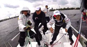 Das NRV Team für Starnberg (v.r.) Tim Stilkenbäumer, Carsten Kemmling, Klaus Lahme (mit dicken Backen), Floreian Weser (warm eingepackt mit Kapuze). NRV training