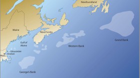 Diese drei Flachwasser-Gebiete 100 bis 1000 sm nordöstlich von Cap Cod waren die Fanggründe für den begehrten Kabeljau und Revier des Fischerschoners © On the water/American Fisheries Columbia