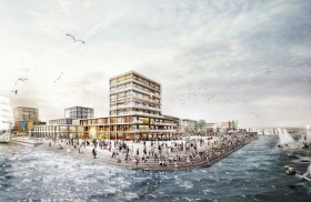 Der potentielle Olympiastandort Kiel-Holtenau vom Wasser aus betrachtet. Visualisierung: Monokrom, Hamburg Der potentielle Olympiastandort Kiel-Holtenau vom Wasser aus betrachtet. Visualisierung: Monokrom, Hamburg
