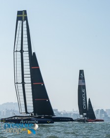 Auch am Wind foilen die neuen Turbo AC45. Sind sie attraktiv genug für einen America’s Cup? © Pressure Drop Artemis und Oracle