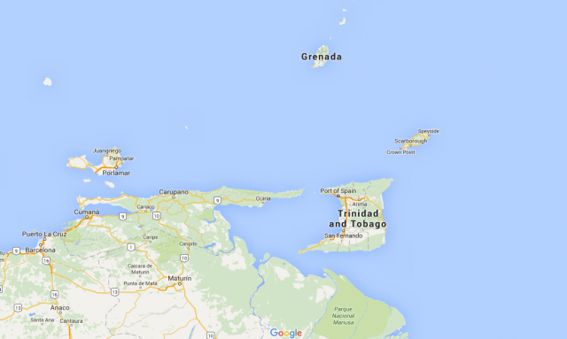Nördlich von Trinidad liegt die Hibiscus-Ölplattform, in deren Sichtweite die Überfälle passierten © googlemaps Piraten, Segler, Überfall, Karibik
