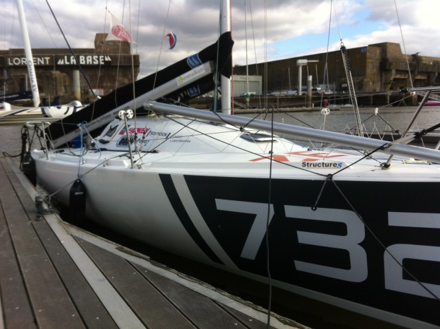 Die “732” hat sich schon auf einer Mini Transat bewährt. Hier ruht sie sich im legendären U-Boot-Hafen “La Base” in Lorient aus © rixgens Mini, Transat, Mini 6.50,