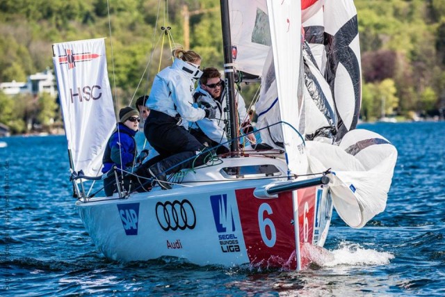 Die Crew des Hamburger Segel-Clubs um Silke Basedow verkraftete die Entäuschung um den verpassten Aufstieg schnell. © Jürgensen/DSBL Hamburger Segel-Club