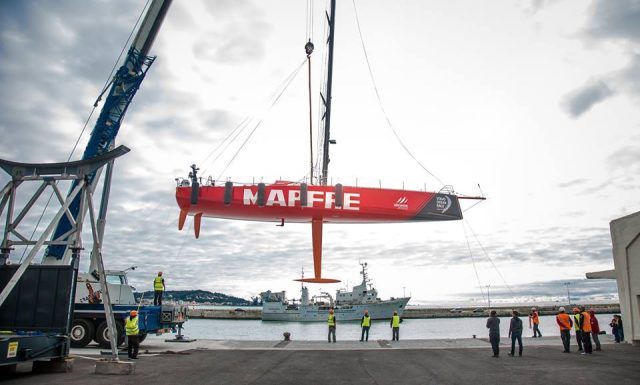 Erst Anfang März wurde der spanische Volvo 65 nach einem Refit zu wasser gelassen. © Mapfre Mapfre