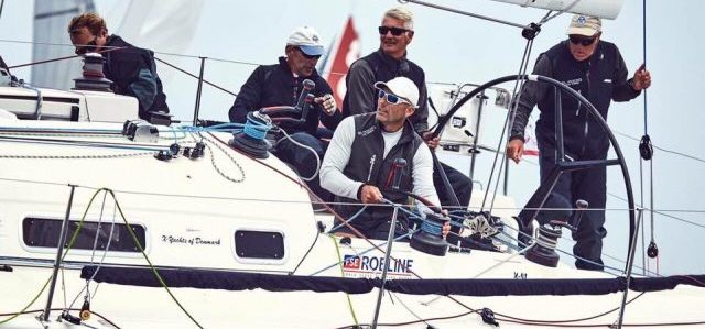 Die Silber-Crew der “Dockenhuden” bei der Arbeit. Taktiker Thomas Jungblut im Heck, Nils Heyde am Steuer. © Dr Irena Eris ORC European Championship Dockenhuden, ORC EM