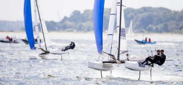 Anders als America’s Cupper befinden sich die Nacra17 an vier Punkten statt dreien im Wasser. Die Schwerter werden nicht bewegt. © Nacra class Nacra