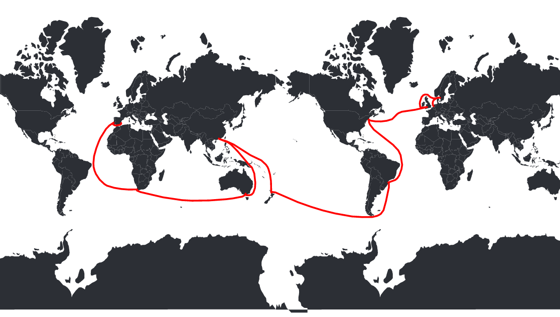 Die Volvo Ocean Race Route um die Welt. © VOR Volvo Ocean Race Route