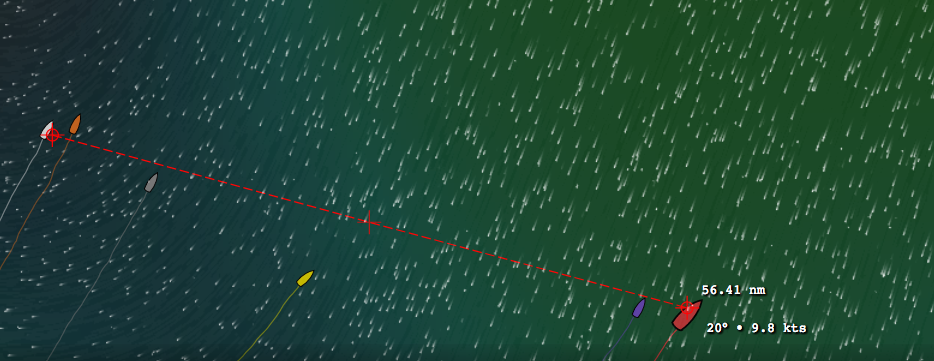 Auch Dongfeng hat die Ost-Route eingeschlagen und einen Split von 56 Meilen zu Mapfre generiert. Das wird spannend.