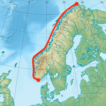 Die Route von Magne Klann entlang der norwegischen Westküste.