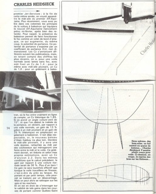 Aus einem Artikel in “Cahiers du Yachting” © cahiers du yachting Charles Heidsieck, trimaran, Foils,