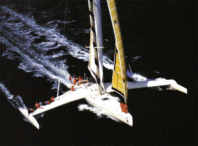 War mal der Stolz der französischen Segelszene, galt als verschollen und wurde jetzt wiedergefunden: Charles Heidsieck IV © HEIDSIECK/Fevrier Charles Heidsieck, trimaran, Foils,