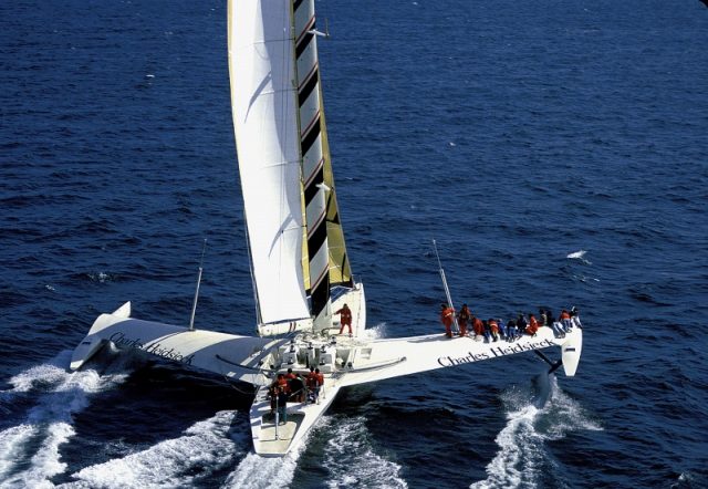 1984 Jungfernfahrt – seiner Zeit weit voraus © vaton design Charles Heidsieck, trimaran, Foils,