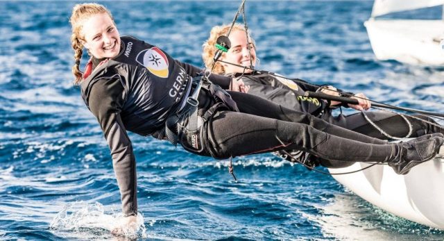 Die Wanser-Schwestern stürmten auf Rang 4 mit nur einem Punkt Rückstand aufs Podium. Das wird was! © wehrmann Trofeo Pieincesa Sofio, German Sailing Team,