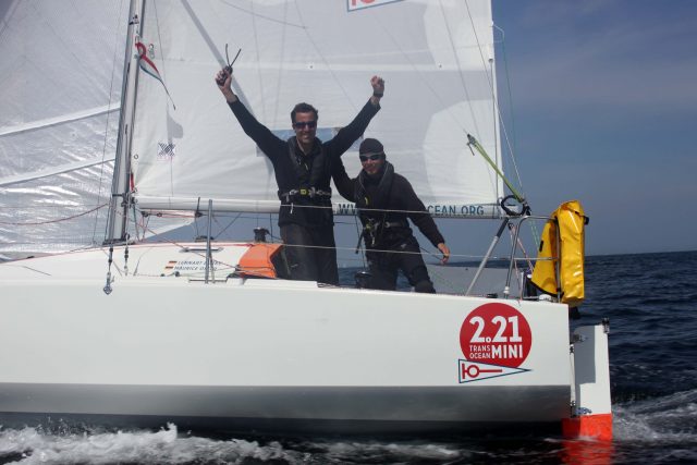 Oliver Tessloff und Maurice Oster höchst zufrieden hinter der Ziellinie © elodie fournot Baltic 500, Oliver Tessloff, Scow Bug, Minii
