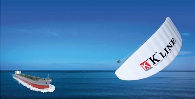 Frachter unter Segeln © k-line Kite, Antrieb, Frachter