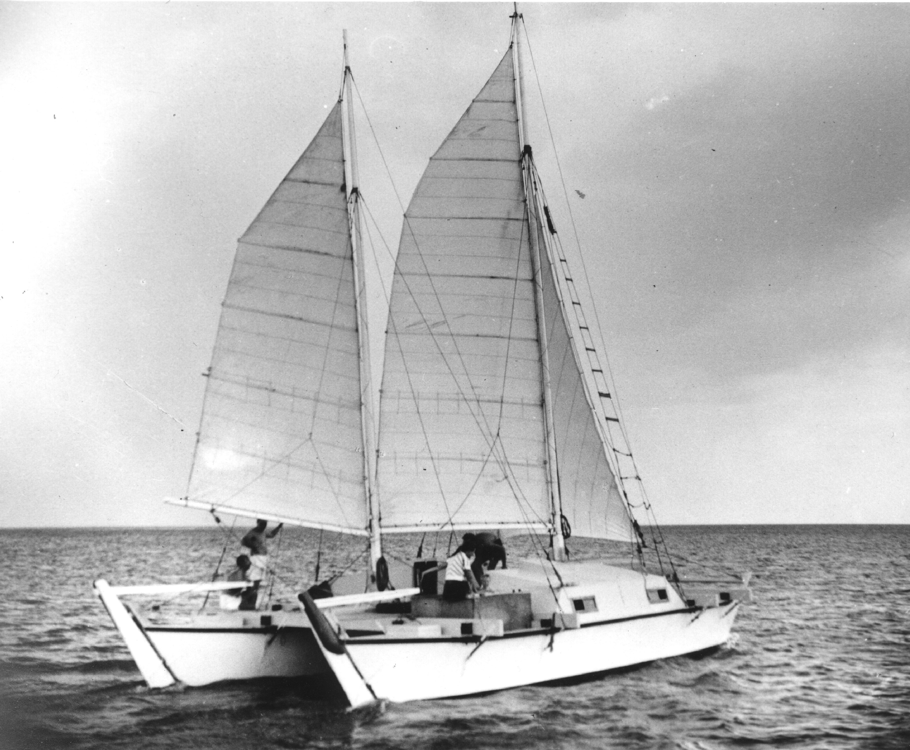 Katamaran Rongo beim Testsegeln vor Trinidad © James Wharram Designs Katamaran Rongo beim Testsegeln vor Trinidad
