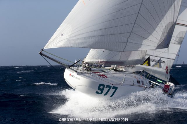 Derzeit fahren drei Scow-Serien-Boote unter den Top Ten © breschi/mini-transat