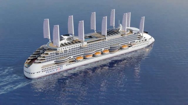 Segel sind zwar nicht der Hauptantrieb, schaffen aber 10 Prozent © Peace Boat