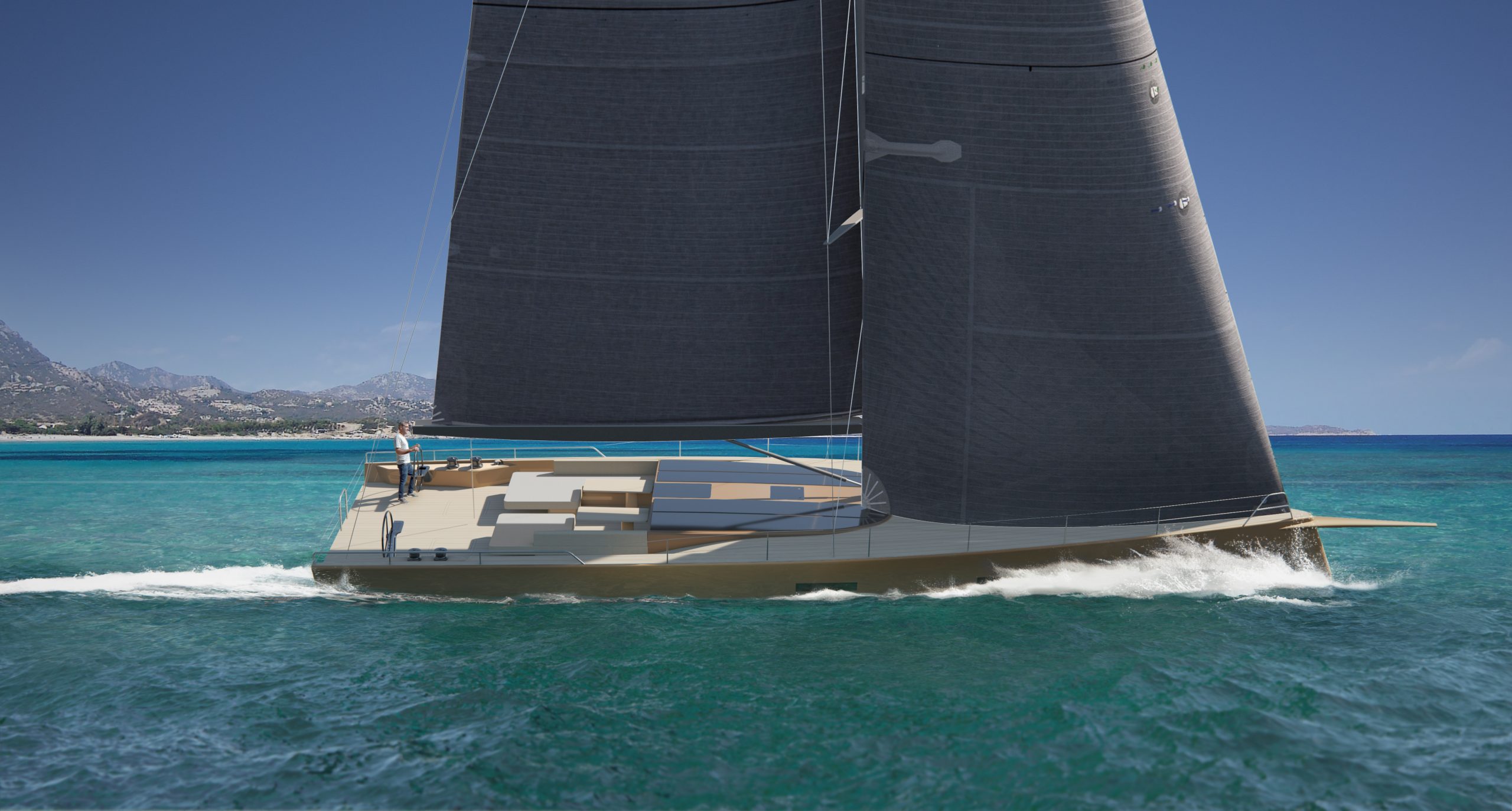 Baltic 68 Café Racer unter Segeln (Rendering) Baltic 68 Café Racer unter Segeln