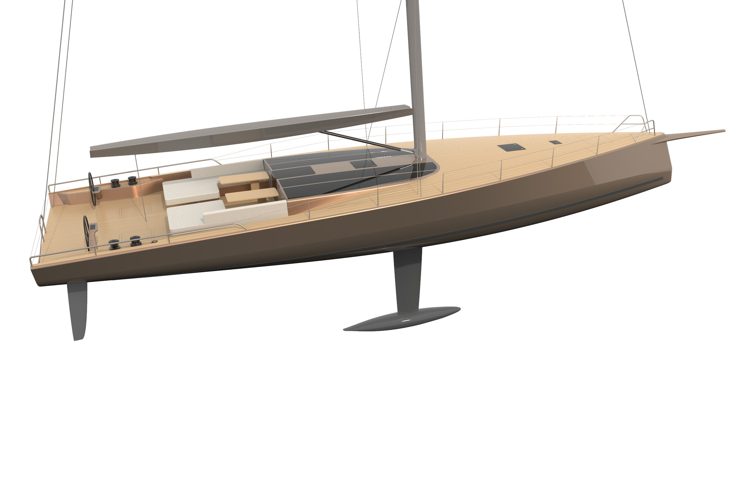 Decksansicht der Baltic 68 Café Racer (Rendering) Decksansicht der Baltic 68 Café Racer
