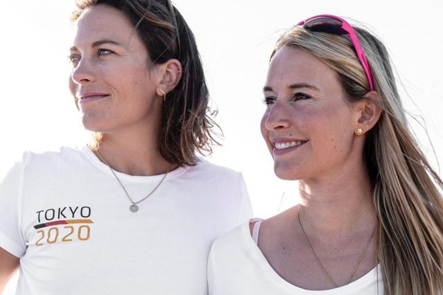 Susann Beucke und Tina Lutz (.) liegen nach zwei Regatten in der 49erFX Quali vorne. © tina-sanni-sailing