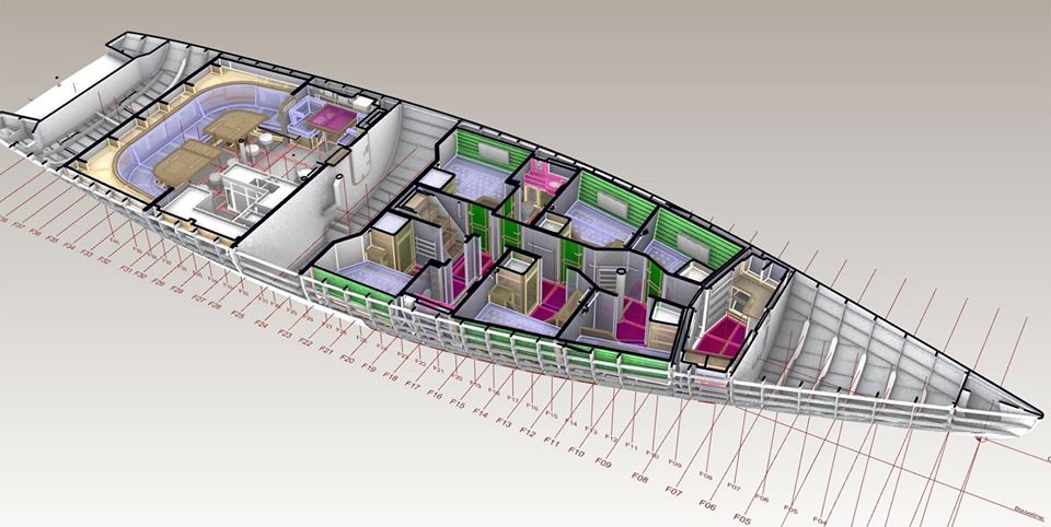 Die Werkstatt im Vorschiff gehört zu den Besonderheiten der Pelagic 77 (Bild: Tony Castro Design) Pelagic 77 Layout