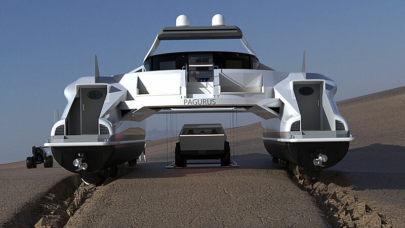 Der Kran von “Pagurus” an Land. © Lazzarini Design Studio