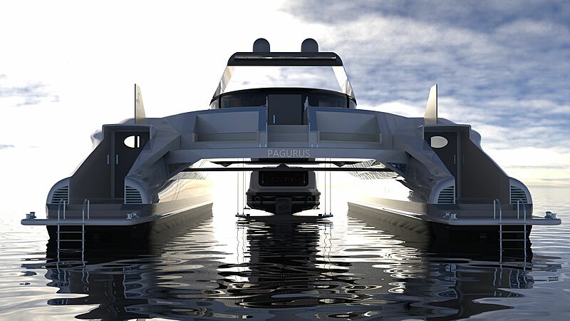 Der Kran von “Pagurus” im Wasser. © Lazzarini Design Studio
