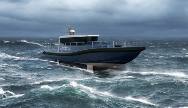 Auf diesem Arbeitsboot sollen bald die Vorteile der eFoils in der Praxis demonstriert werden © artemis techn.