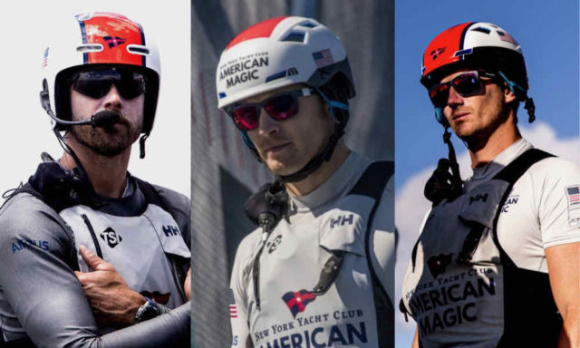 Andrew Campbell, Cooper Dressler und Alex Sinclair vom US America’s Cup Challenger American Magic verstärken das US SailGP Team um James Spithill. © US SailGP Team