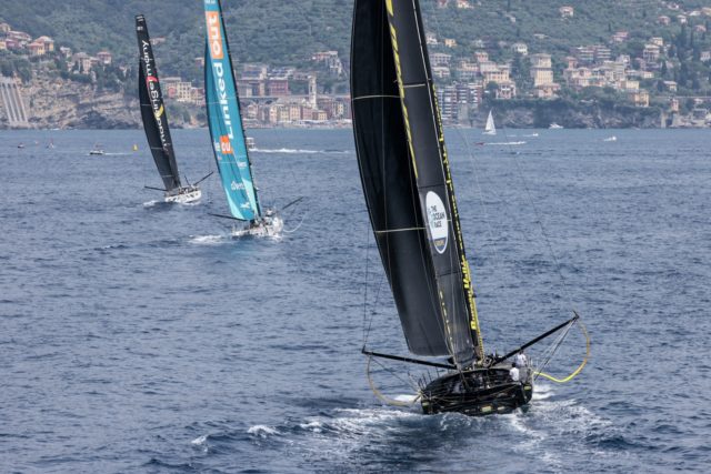 Immer vor der „LinkedOut“ bleiben – das war das Ziel der Deutschen, aber wurde am Ende richtig knapp. Foto: sailing energy / The Ocean Race