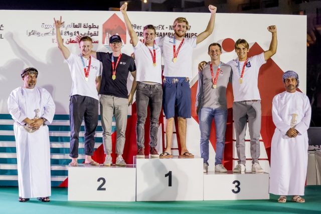Die Olympia-Sechsten aus NED siegen vor GER und DEN. ©Sailing Energy / Oman Sail