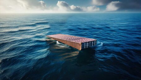 Container schwimmt auf dem Meer