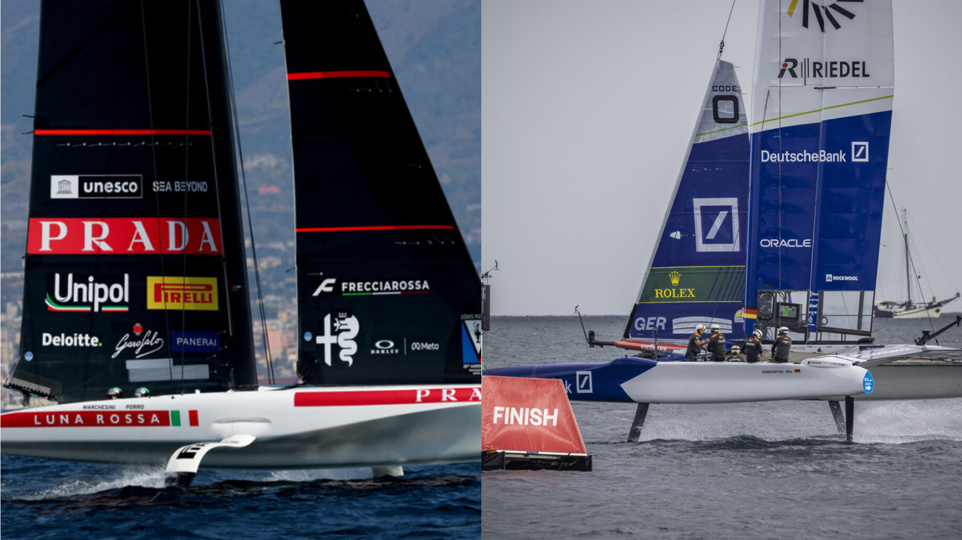 AC40 und F50 im Größenvergleich auf dem Wasser